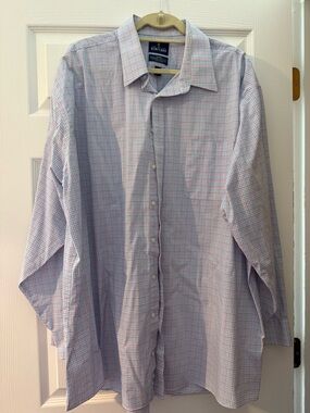 Stafford Pink and Blue Micro-Check Dress Shirt